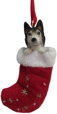 Siberian Husky Christmas Stocking Ornament w "Santa's Little Pals" Hand Painted