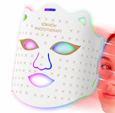 SDKWDH 7-Color LED Light Therapy Mask for Face Acne Wrinkles, White
