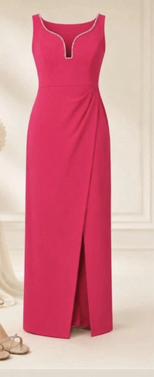 Vestido para mujer Adrianna Papell rosa con cuentas cuello corazón sin mangas talla 18W