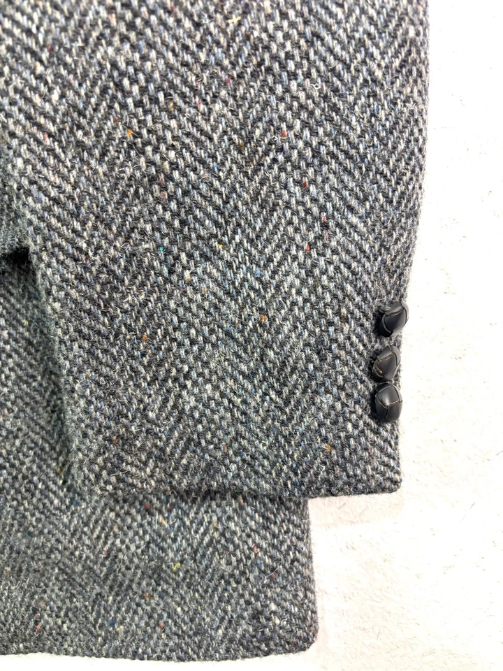Chaqueta Blazer Abrigo Traje Deportivo Abrigo Lana EE. UU. Lana LEVIS 40R Gris Espiga Tweed Foto 2 de 4