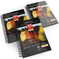 ARTEZA Spiral Sketch Book 5.5x8.5 Black Art Paper Drawing Office Product