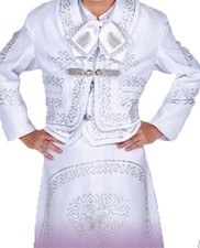 White Silver Girls Toddlers Mariachi Charro Outfit Mexico Folklorico Fiesta New