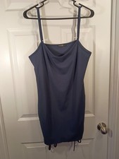 Shein Curve Dress Size 1XL Blue Sleeveless Ribbed Side Ties