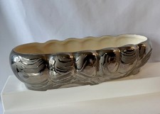 Vintage SWETYE Weeping Silver Glazed ART Pottery PLANTER Abstract Swirl Salem OH