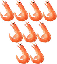 9Pcs Fake Shrimp Model Artificial Red Shrimps Figures Food Realistic Seafood Dec