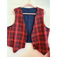 Size L - Vintage Handmde Red Plaid Holiday Vest