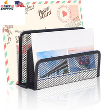 Desk Mail Organizer Metal Mesh Letter File Holder Paper Document Desktop Organiz