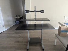 Mount-It Mobile Desk Workstation with Dual Monitor Mounts 40 Inch Wide Black