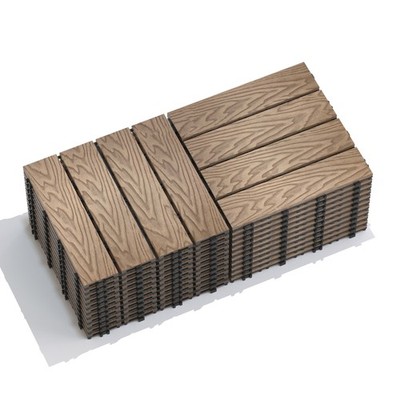 Patio Floor Tiles Pack of 22  WPC Wood-Plastic Composite Patio Deck Tiles DIY