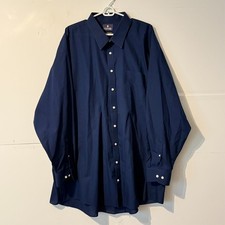 Stafford Mens Performance Super Dress Shirt Size 20 36-37 Big Dark Blue
