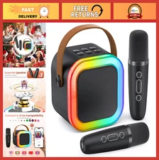 Portable Karaoke Machine Bluetooth Speaker 2 Mics Kids Adults Gift 2025