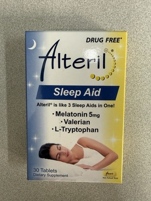 Alteril Sleep Aid Drug Free Dietary Supplement 30 Tablets  Exp: 02/2029