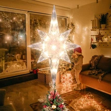 12 Inch Christmas Tree Topper, Bethlehem Star with 10 Lights for Home Xmas Tr...