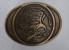 Vintage 1980 Members Solid Brass North American Hunting Club Belt Buckle