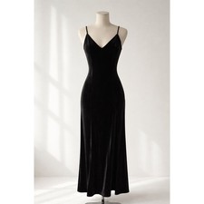 Vintage Victoria's Secret Black Velvet Maxi dress Size Medium 07/1998