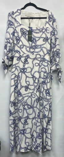 Hobbs Kasia Dress 100% Silk Ivory Blue Size UK12 Brand New With Tags RRP £299