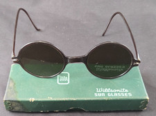 Vintage 1940s Willsonite Sun Glasses in Orig. Box Round Industrial Safety Style