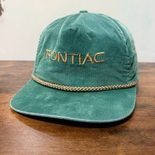 FREE SHIP Vintage Pontiac Snapback Hat Green Cord Front Baseball Cap