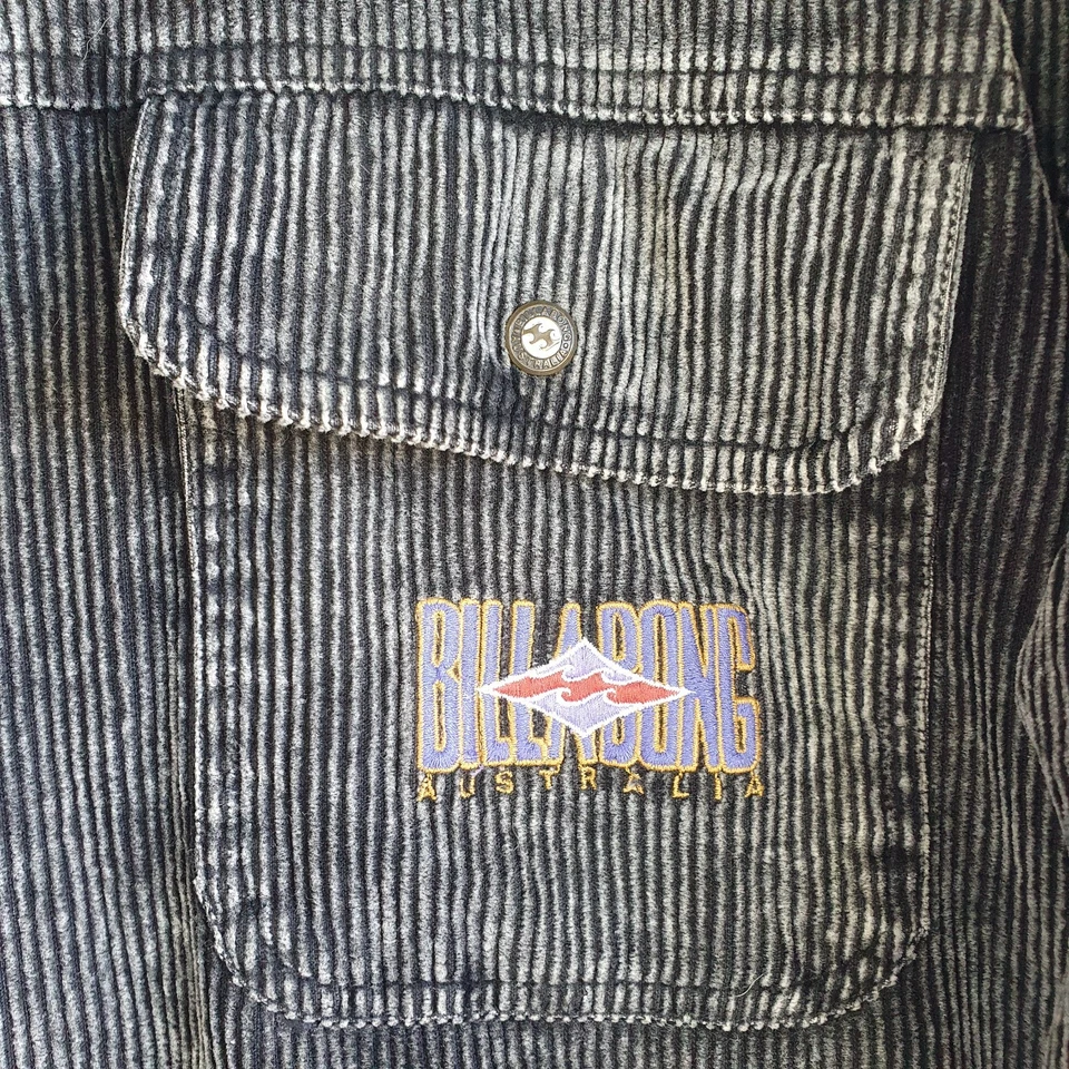 VTG Billabong Shirt Mens Sz Small Grey Corduroy 90s Y2K Surf Skate 100% Cotton - image 3 of 4