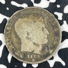 1812-B Italy Kingdom Of Napoleon 1 Lira Lot#JM1374 Silver! Scarce!