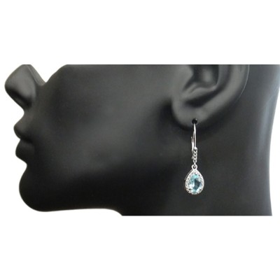 Effy Jewelry Blue Topaz Drop Earrings With Diamonds In 14K White Gold, 9.25 TWC - Foto 12