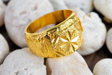 FLASHSALE Luxury Engraved Marquise Style 23K Thai Gold Plated Women Ring SZ8