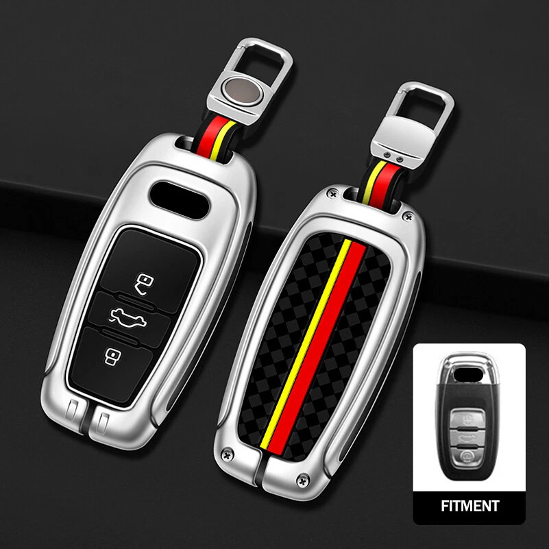 Zinc Alloy Silicone Car Key Fob Case Cover Bag For Audi A3 A4 A5 A6 A7 Q5 Q7 TT - Imagem 3 de 4