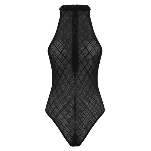 Women's See Through Mesh Leotard High Cut Bodysuit Crotchless Thongs Lingerie - 第 4/27 張圖片