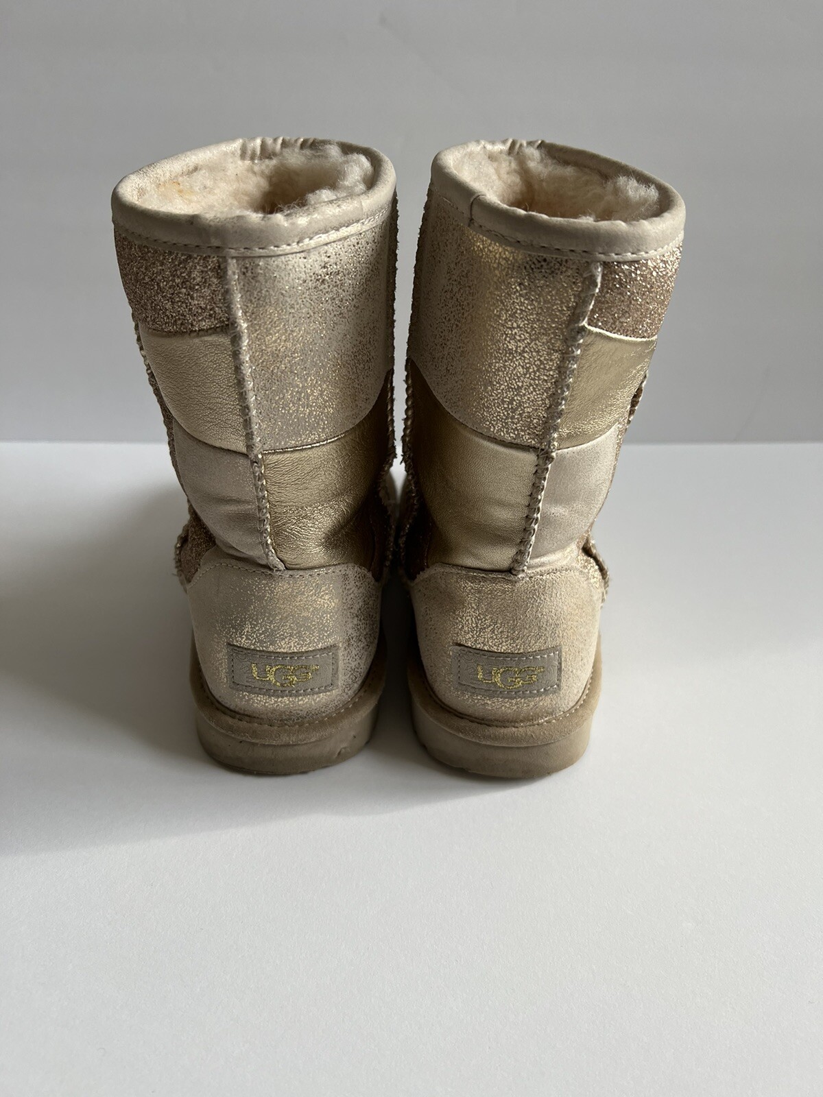 UGG Classic Glitter Patchwork Gold Boot SZ 4 Girl… - image 5