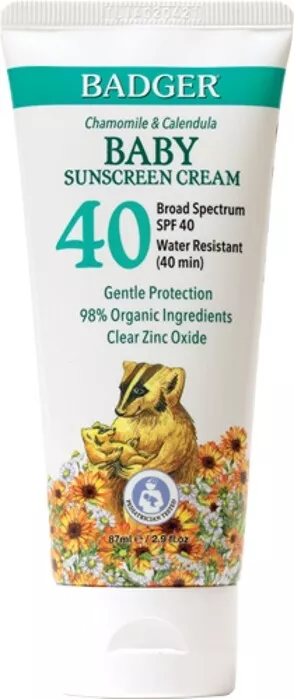Chamomile Calendula SPF 40 Baby Sunscreen Cream by Badger 2.9