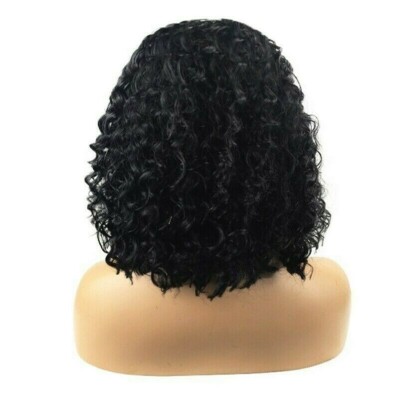 Damen Perücke Kurz Gelockt Haar Flauschig Gewellt Schwarz Bob Cosplay Party Afro