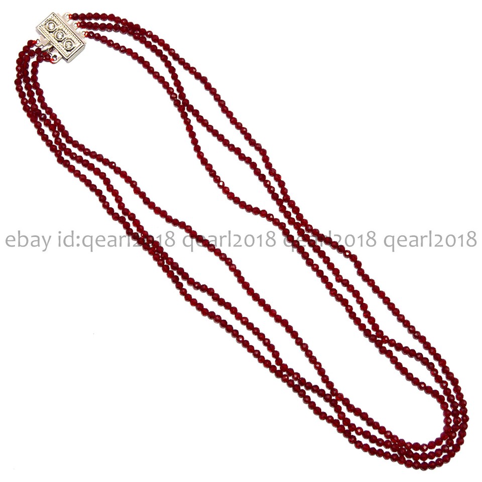 3mm Faceted Black Spinel Round Natural Gemstone Beads Necklace 14
