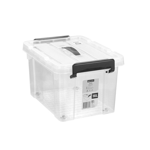 2x Boxsweden Dura 16L/38cm Carry Box Storage Container w/ Lid Rectangle Clear - Picture 2 of 5