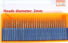 30Pcs Diamond Spherical Head 2 mm Drill Bits set for Engraving Tool Shank 1/8 in