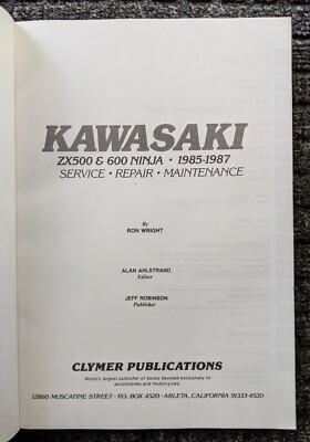 1985-1987 KAWASAKI ZX500 & ZX600 NINJA MOTORCYCLE SERVICE MANUAL