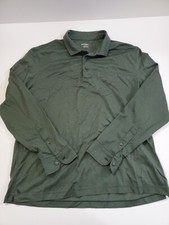 Untuckit Damaschino Size XL Dark Green Micro Diamond Long Sleeve Polo Shirt