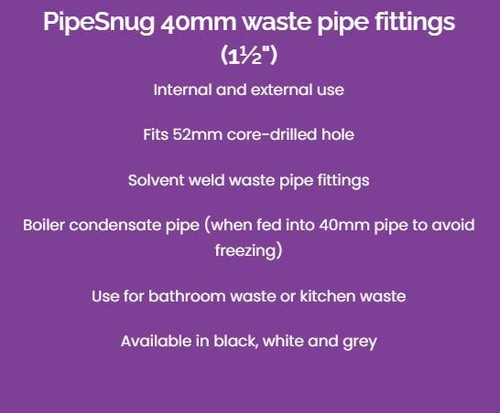 Easy Fit Pipe Snug 32mm 40mm & 110mm Soil Waste Pipe or Flue Snug 100mm - choose - Picture 11 of 15