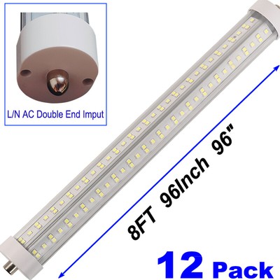 T8 8FT FA8 Single Pin Led Tube Light Bulbs 144W 8Foot 8' Led Shop Light 6500K 12
