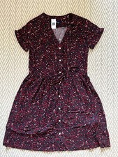 NWT new Gap tie waist button front black and red mini dress size 0 100% viscose