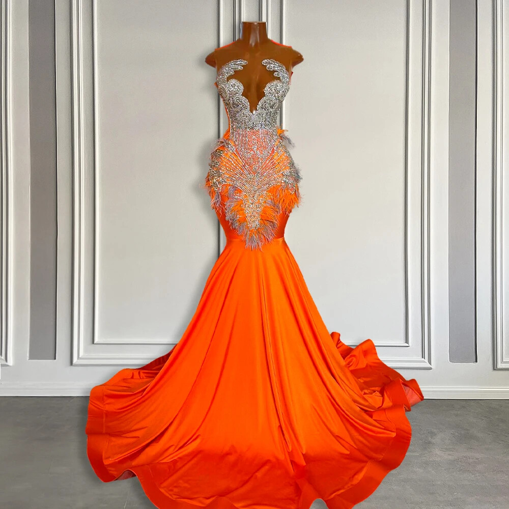 orange mermaid prom dress Hellymoon Women Long Deep V Neck Formal Dress with Beading Are you looking for something special to wear at your prom Orange Mermaid Sequins Spaghetti Straps