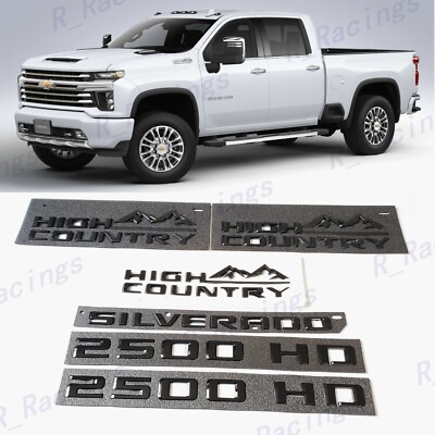 2019+ Gloss Black Fender High Country Door 2500HD Rear Silverado Emblems