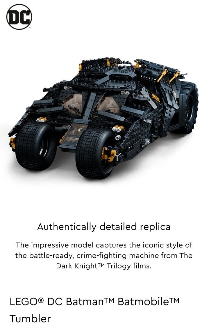  LEGO DC Batman Batmobile Tumbler 76240 Iconic Car