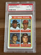 1974 Topps #605 Rookie Pitchers Albury/Frailing/Kobel/Tanana - PSA 8