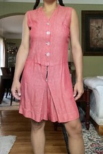 vintage 60s playsuit jumper romper RED cotton