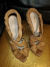 PRADA Brown  Leather Strappy High heel Knot shoes size 38