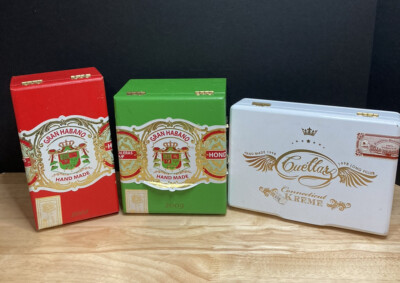 Gran Habano & Villiger Connecticut Kreme Wood Cigar Boxes Empty Lot of 3
