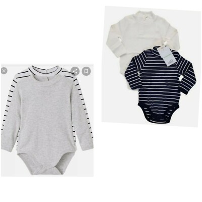 2 Bio Baumwolle Baby Jungen Mädchen Vertbaudet High Neck Langarm Bodys