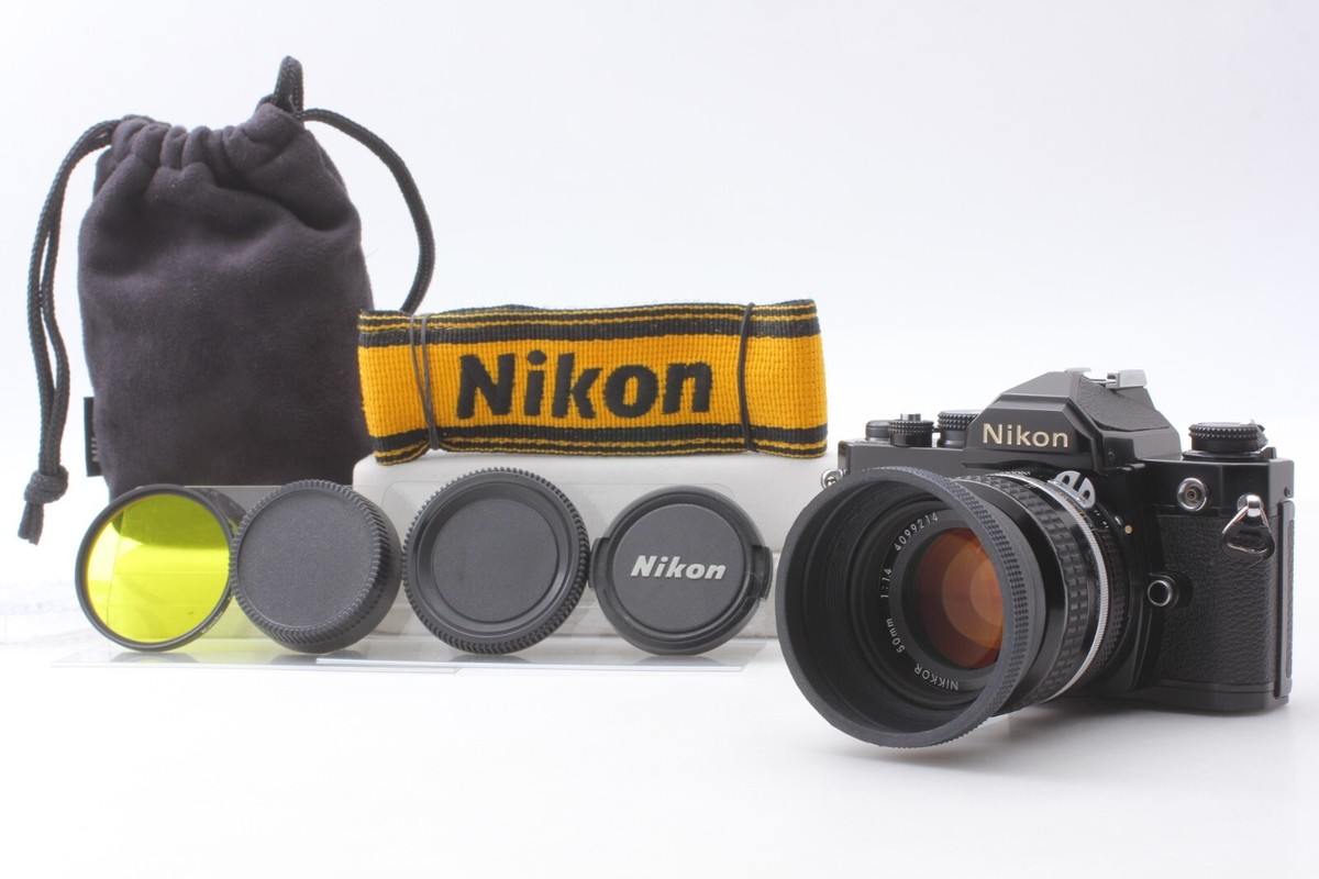 First Model Black! 【A MINT w/ Hood】 Nikon FM SLR Camera Ai