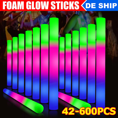 Leuchtstäbe LED 42-600X Set Schaumstoffstab Leuchtstick Partystab LED Stab Party