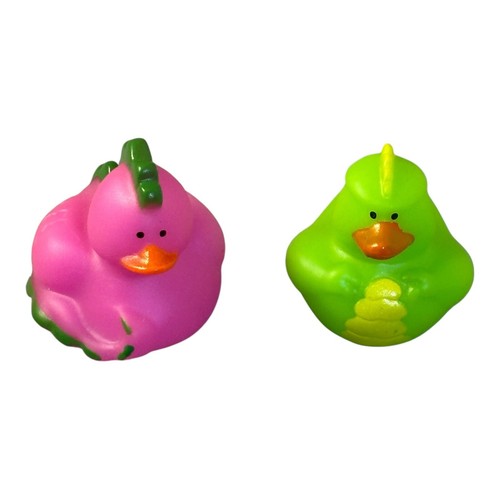 Juego de 2 Patos de Goma Dinosaurio Jeep Pato Dino Juguetes de Baño Rosa Verde Lindo - Imagen 2 de 5